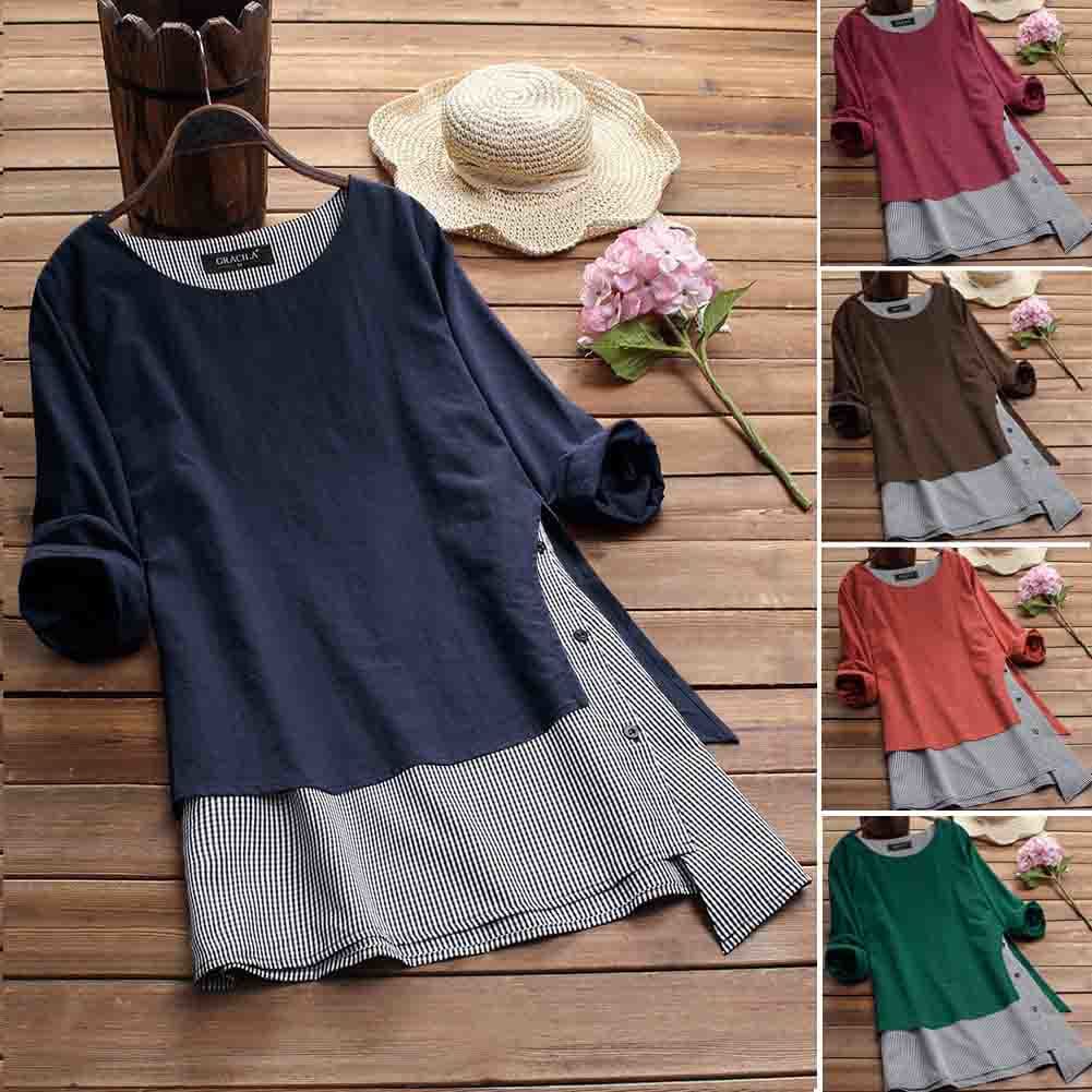 Plus Size Women V Neck Summer Tops Ladies Casual Long Sleeve Tunic Baggy Loose T Shirts Tunic Tops Women Clothes