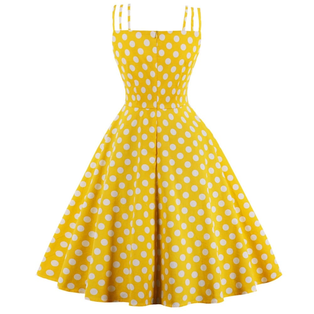 Dot Print Vrouwen Zomer Party Dress Hoge Taille Vintage A-lijn jurk