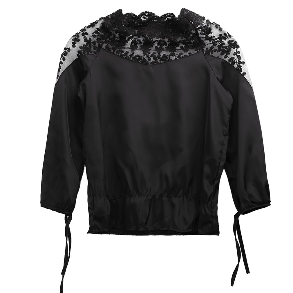 Womens Chiffon Lace Blouse Ladies Casual Summer 3/4 Sleeve Loose Tops Solid Blouse Elegant Lady Office Tops