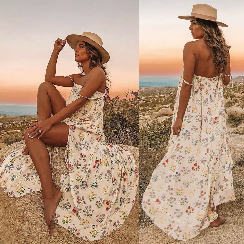 New Women Boho Floral Long Maxi Dress Summer Beach Ladies Sleeveless Party Holiday Casual Loose Sundress