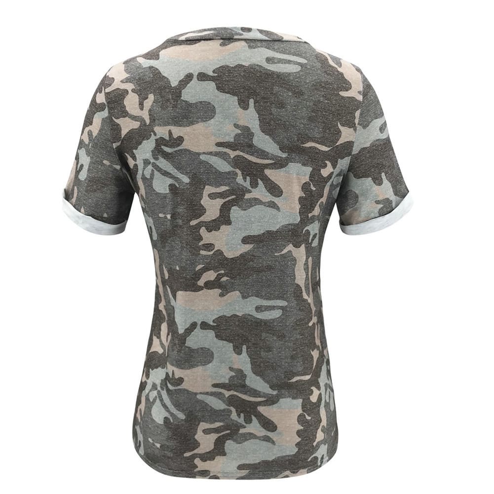 Womens Camouflage Casual Summer Short Sleeve Camo Shirt Ladies Crew Neck Tops T Shirt Loose Baggy Tee Women Clothes