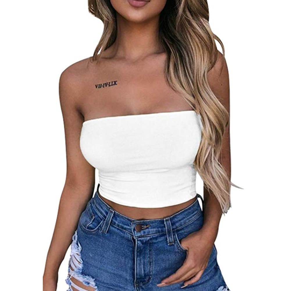 New Women Off Shoulder Strapless Casual Tank Vest Sleeveless Summer Bodycon Slim Tank Crop Tops Camis Outwear