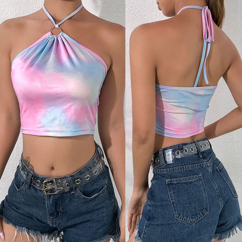 Fashion Women Summer Sleeveless Tie Up Halter Neck Crop Tops Vest Blouse Beach Casual Camisole Short Top New