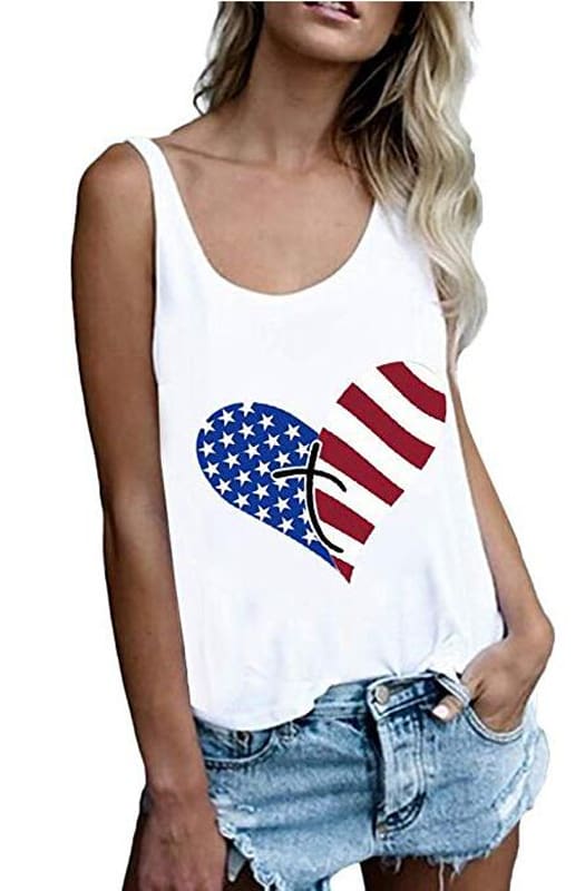 Print Vest Cami Tops Tees Sleeveless Blouse Ladies Casual Loose Tank Tops