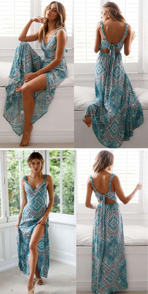 Fashion Summer Dress Women Boho Evening Party Dress Ladies Casual Backless Summer Beach Holiday Sexy Sundress