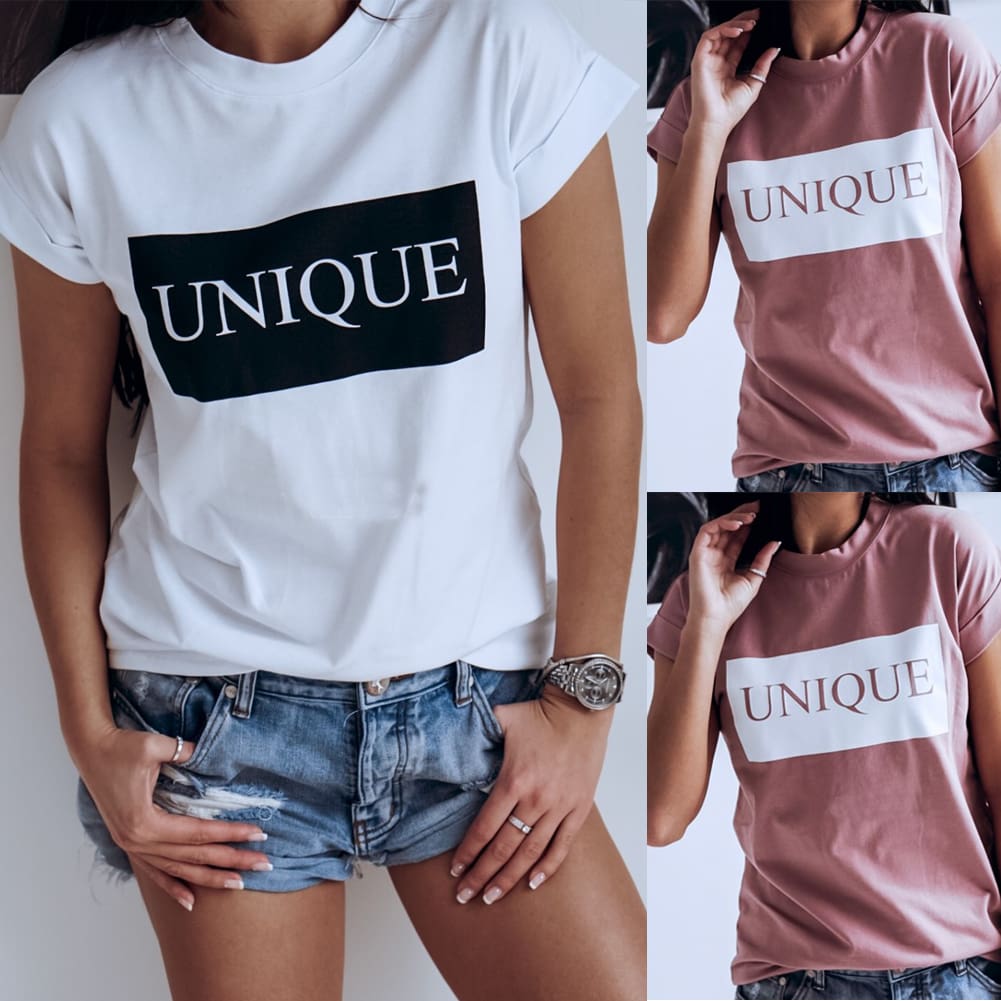 Women Loose Short Sleeve Cotton Casual Shirts Top