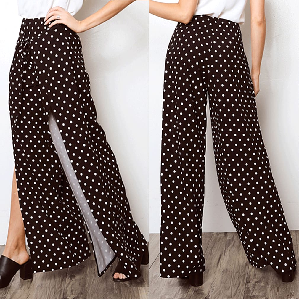 2019 New Fashion Women Boho Floral Flare Long Pants Palazzo Baggy Wide Leg Summer Casual Trousers Loose Culottes