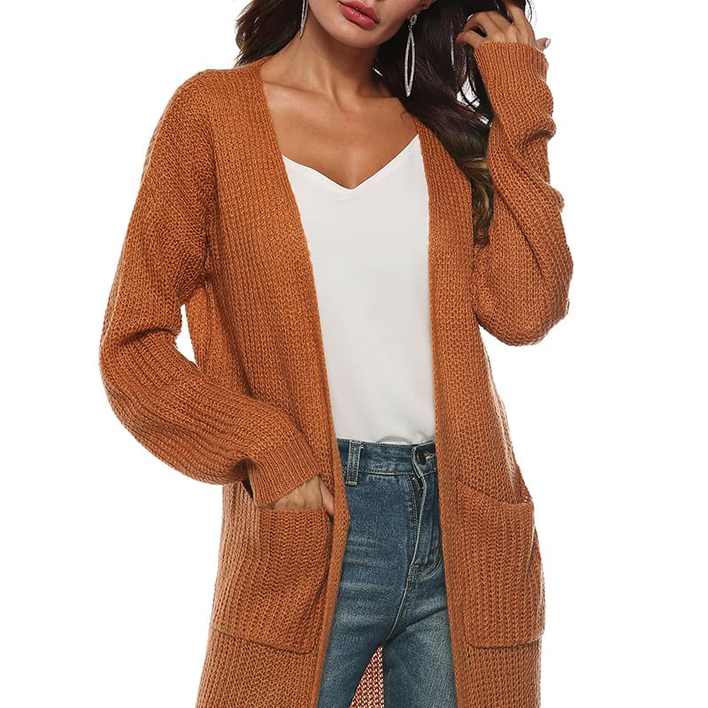 Women Long Sleeve Cardigan Knit Tops Knitwear Autumn Coat Outwear