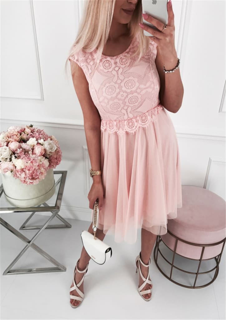 Fashion Women Summer Boho Lace Bridesmaid Short Dress Summer Ladies Casual A-line Formal Party Beach Dress Sundress