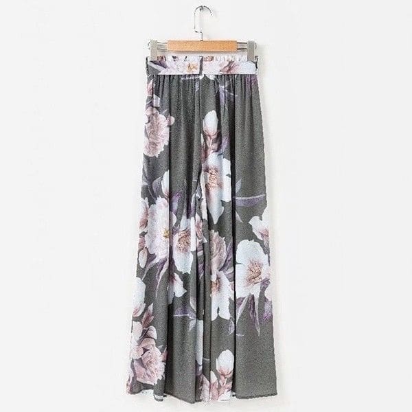 Fashion Women Boho Floral High Waist Long Pants Palazzo Baggy Wide Leg Ladies Summer Loose Casual Trousers