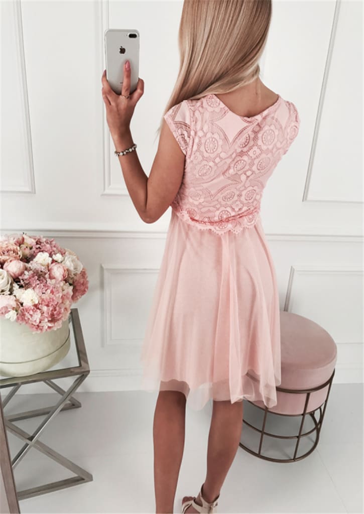 Fashion Women Summer Boho Lace Bridesmaid Short Dress Summer Ladies Casual A-line Formal Party Beach Dress Sundress