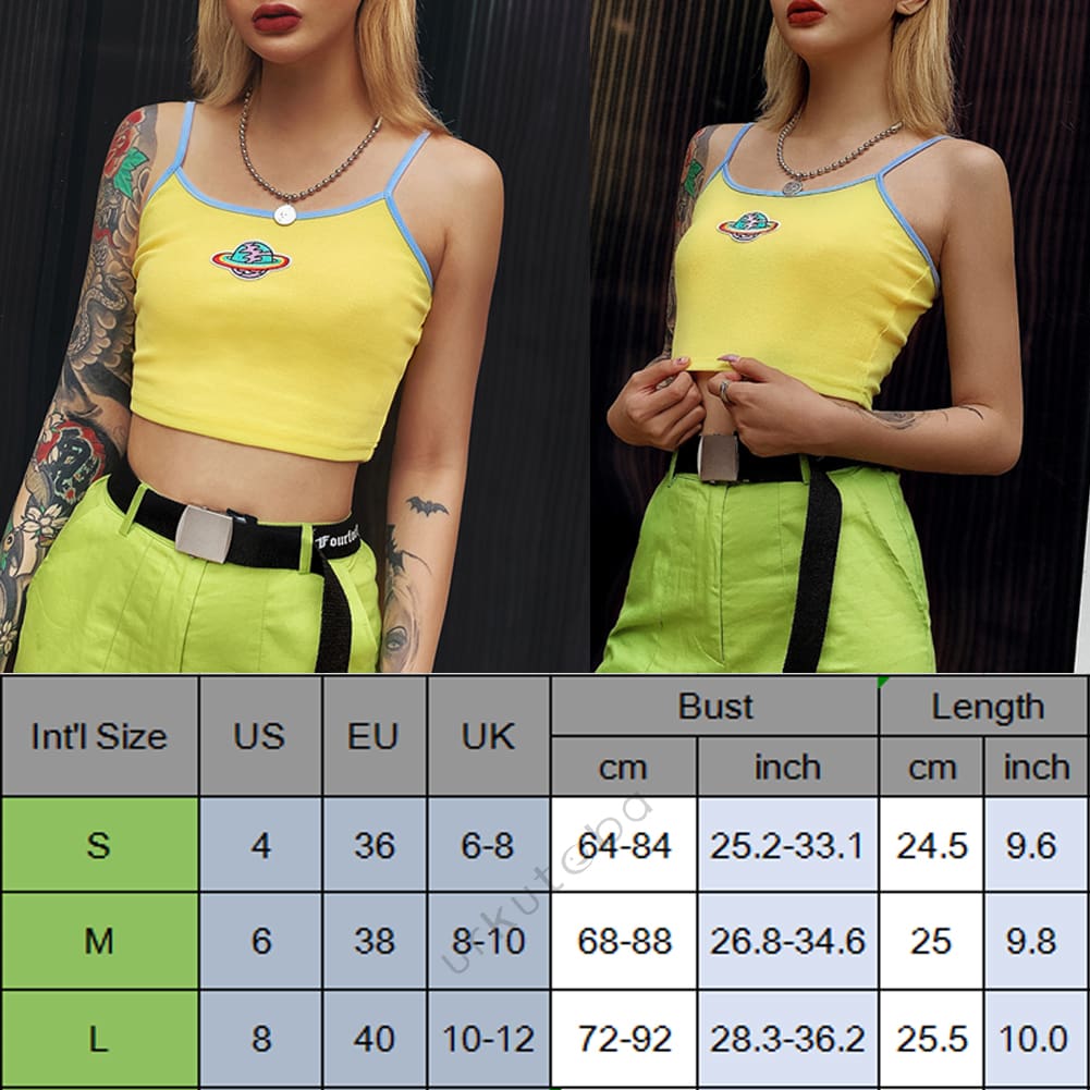 Women Casual Printed Yellow Tank Top Bustier Vest Blouse Ladies Sleeveless Summer Beach Crop Top Shirt Cami Top