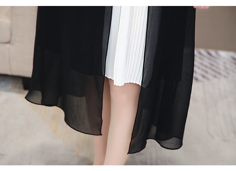 Womens Chiffon Dress - Open Side Split Dot Ladies Plus Size Dress