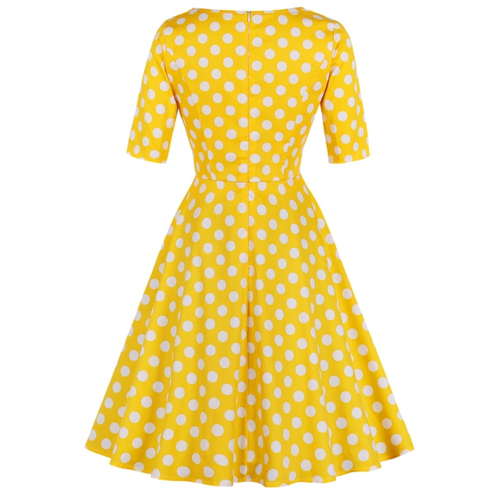 Vrouwen Vintage Party Dress Herfst A-lijn Jurk Stip Druk Pin Jurken