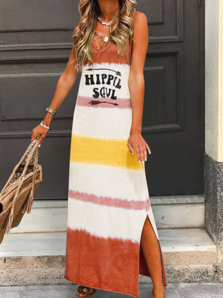 New Fashion Womens Lady Bohemia Sleeveless Summer Beach Long Maxi Dress Loose Hippie Holiday Beach Party Sun Dress