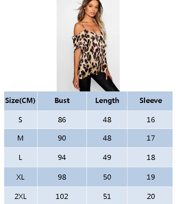 2019 Fashion Womens Off Shoulder Tops Short Sleeve Leopard Print Spaghetti Strap Loose Blouse Shirt