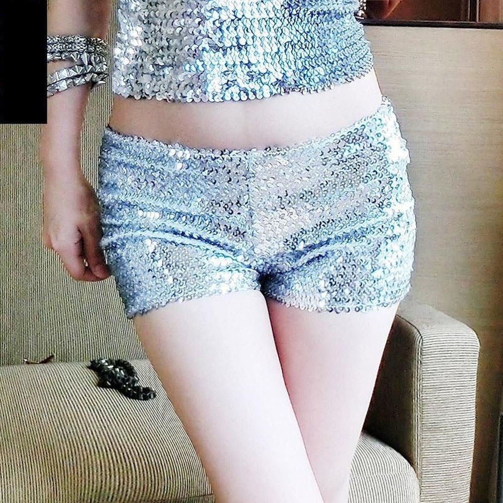 Women Sequins Shiny Shorts Dance Performance Costume Shorts Fashion New Ladies Casual Trouser Mini Beach Bottoms