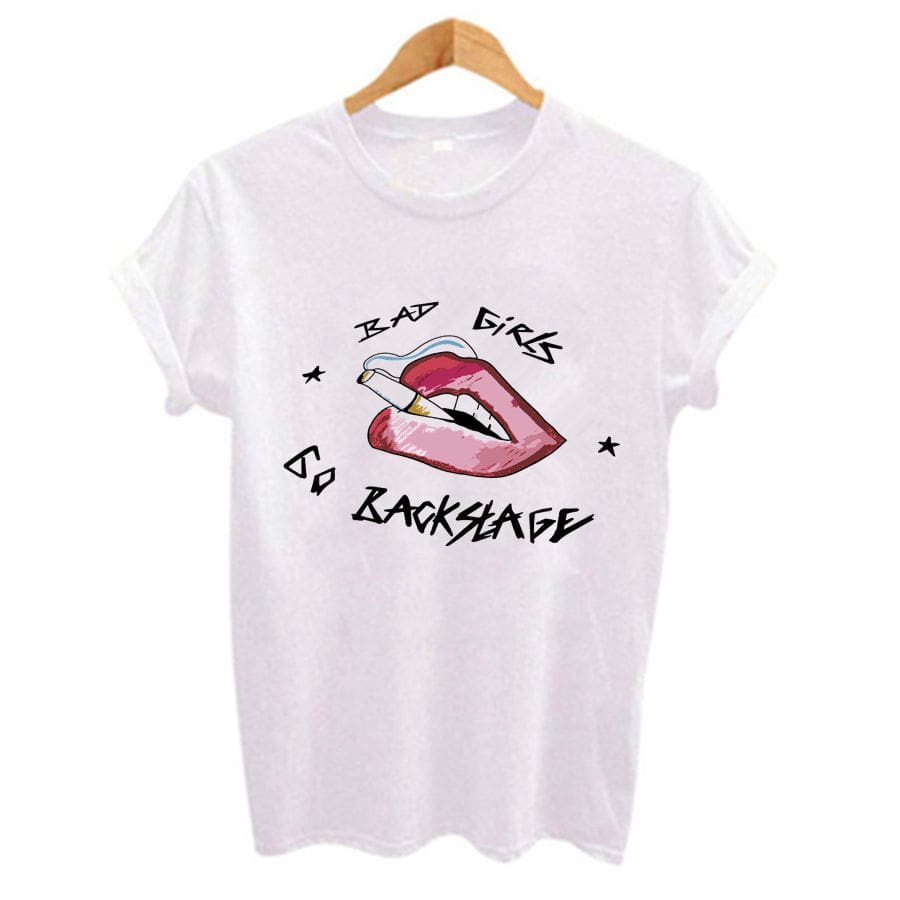 Fashion Women Casual Summer Short Sleeve 2019 New Cool Girls Red Lips Print Loose T-Shirt Ladies Tops Tee