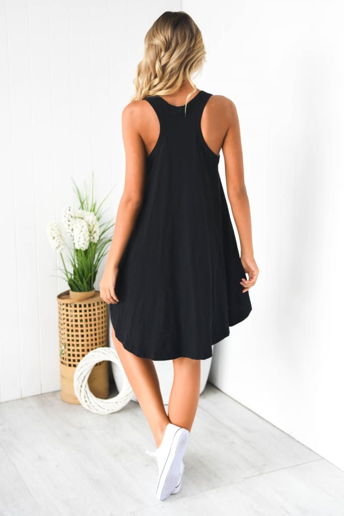 Women Sleeveless Vest Dress Ladies O-Neck Solid Casual Summer Beach Loose Mini Sundress