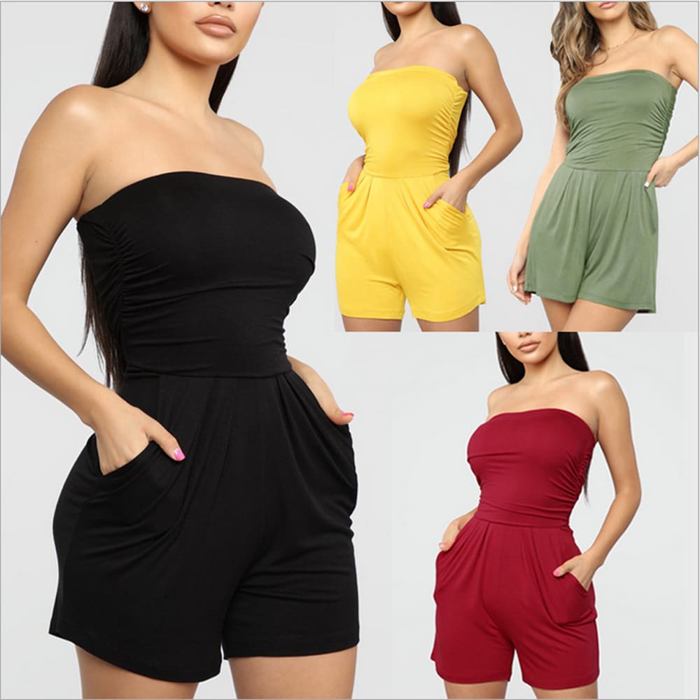 New Women Ladies Clubwear Summer Playsuit Bodycon Sexy Off Shoulder Tube Tops Party Jumpsuit Romper Trousers