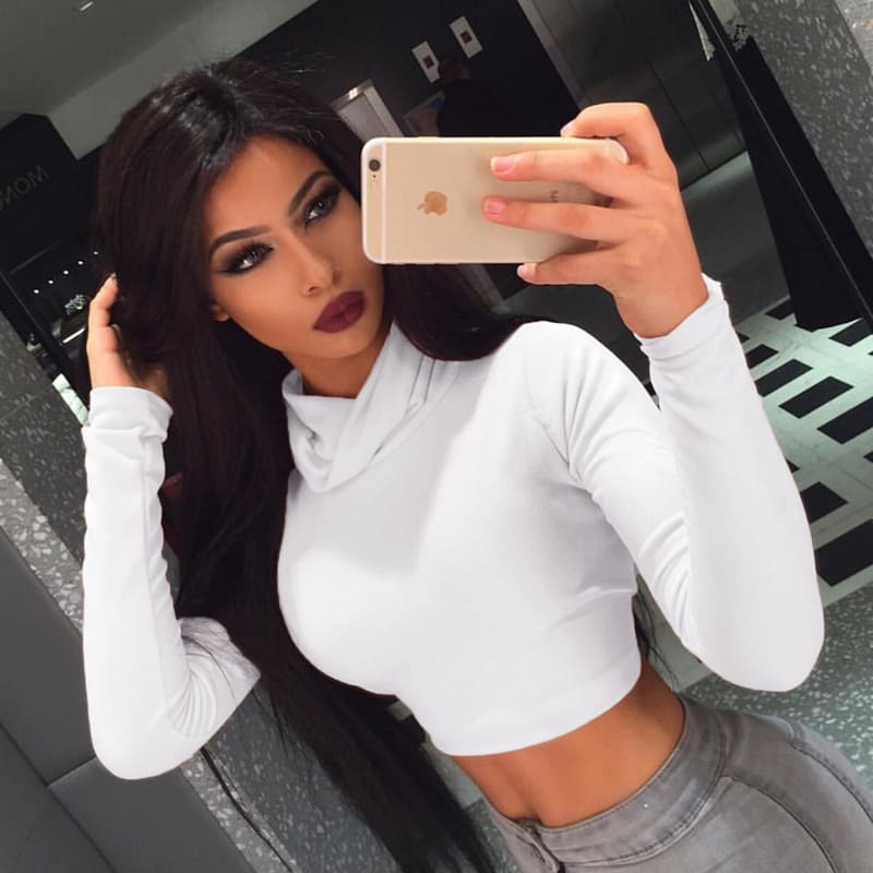 Women Turtleneck Slim Crop Tops Summer Autumn Tank Tops Ladies Camis