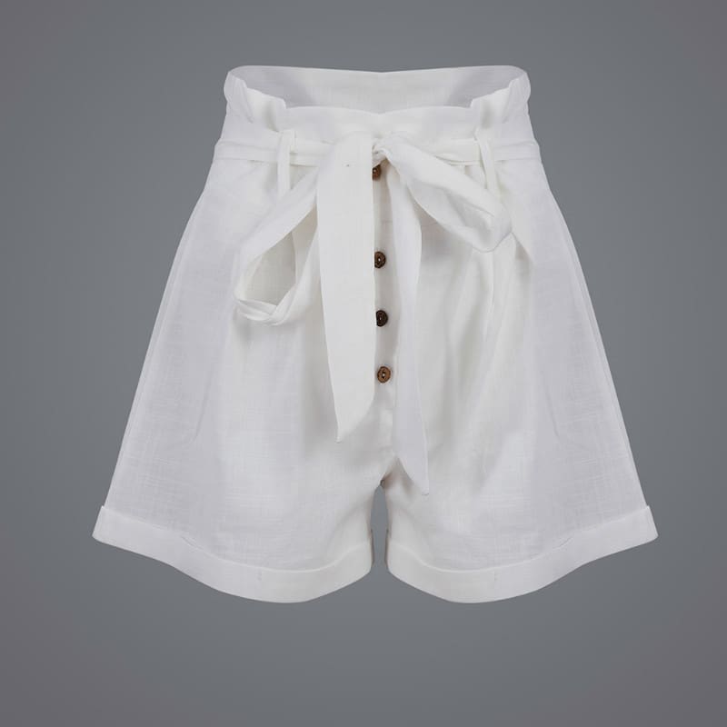 Women High Waist Bowknot Tie Belt Shorts New Fashion Ladies Solid Casual Summer Beach Button Short Trousers