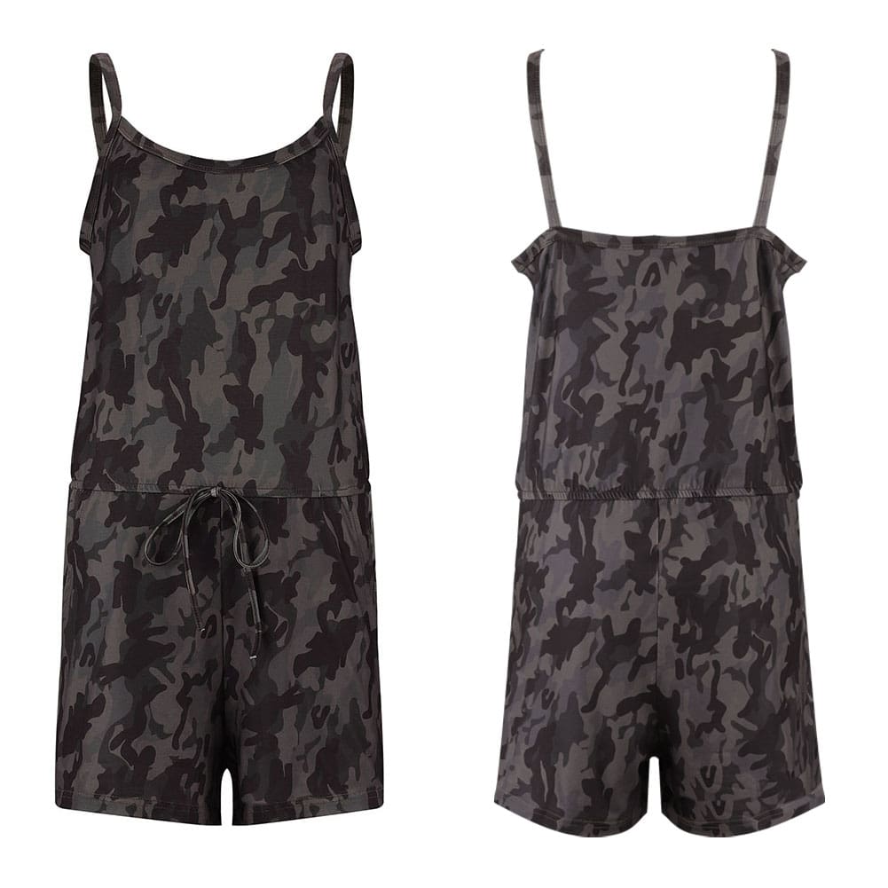 Women Casual Sleeveless Bodycon Romper Ladies Camouflage Jumpsuit Club Tights Bodysuit Short Pants Playsuit