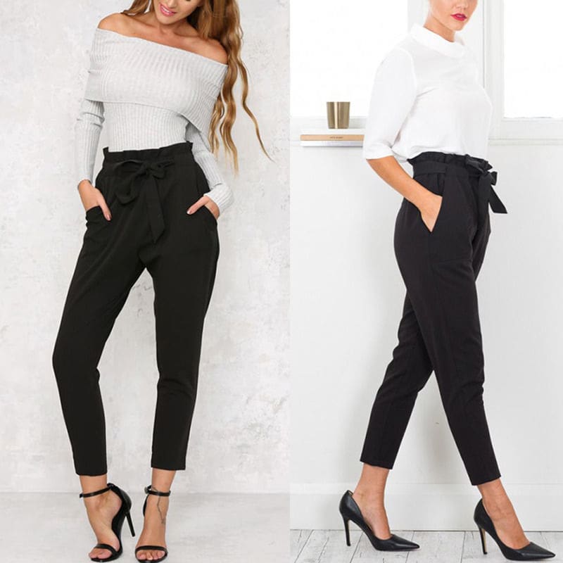 Women Casual Sweatpants Jogger Dance Harem Pants Sports Baggy Slacks Pleated High Waist Loose Long Trousers