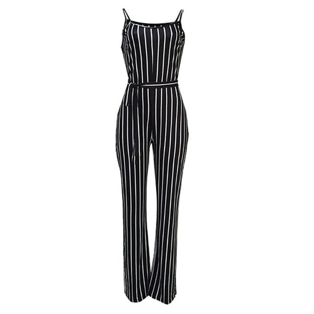 Hot Women Ladies Clubwear V-Neck Striped Playsuit Sexy Bodycon Party Jumpsuit Romper Summer Beach Casual Long Trousers