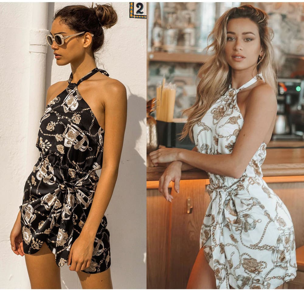 Floral Backless Mini Dress Women Ladies Sleeveless High Waist Evening Party Summer Dress Fashion Slit Print Dress Sundress