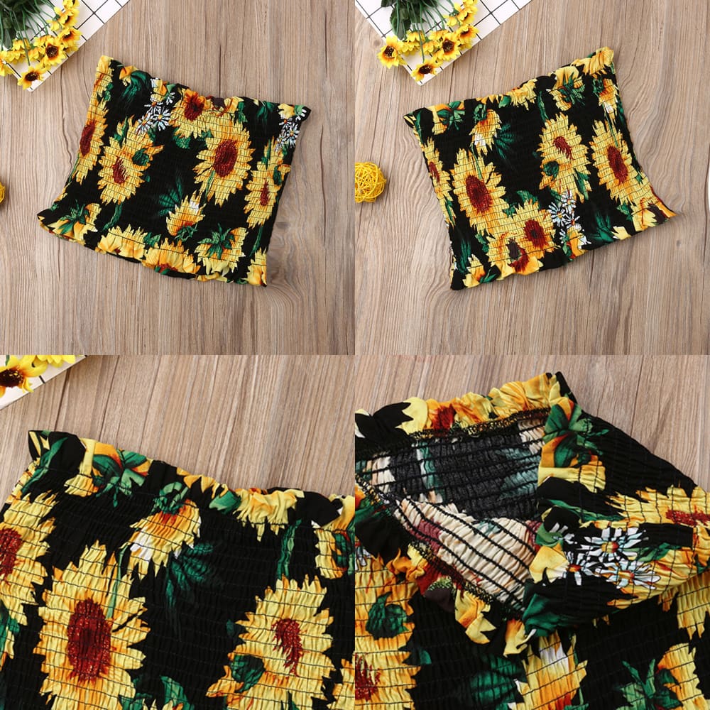 Summer Strapless Elastic Tube Top Non-Slip Sunflower Bustier Wrap Vest