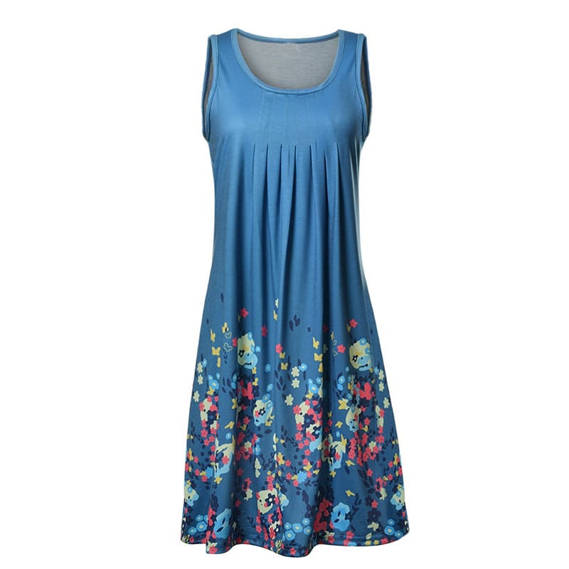 Fashion O-Neck Sleeveless Tank Print Dress