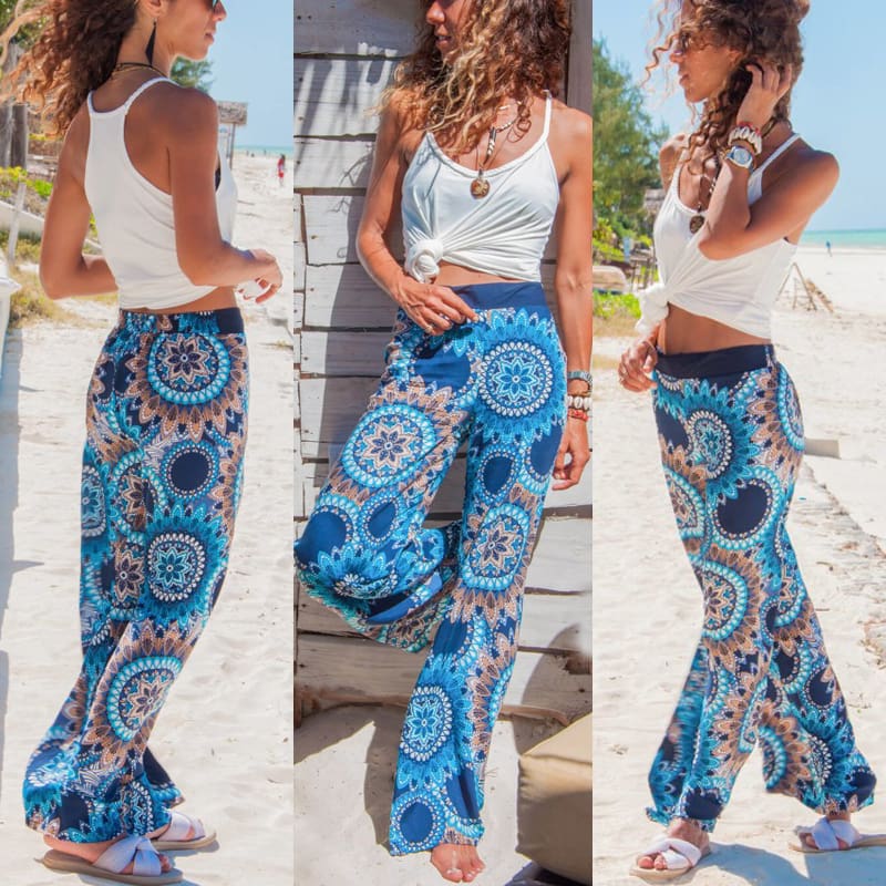 Women Baggy Harem Pants Boho Hippie Wide Leg Pant High Waist Trousers