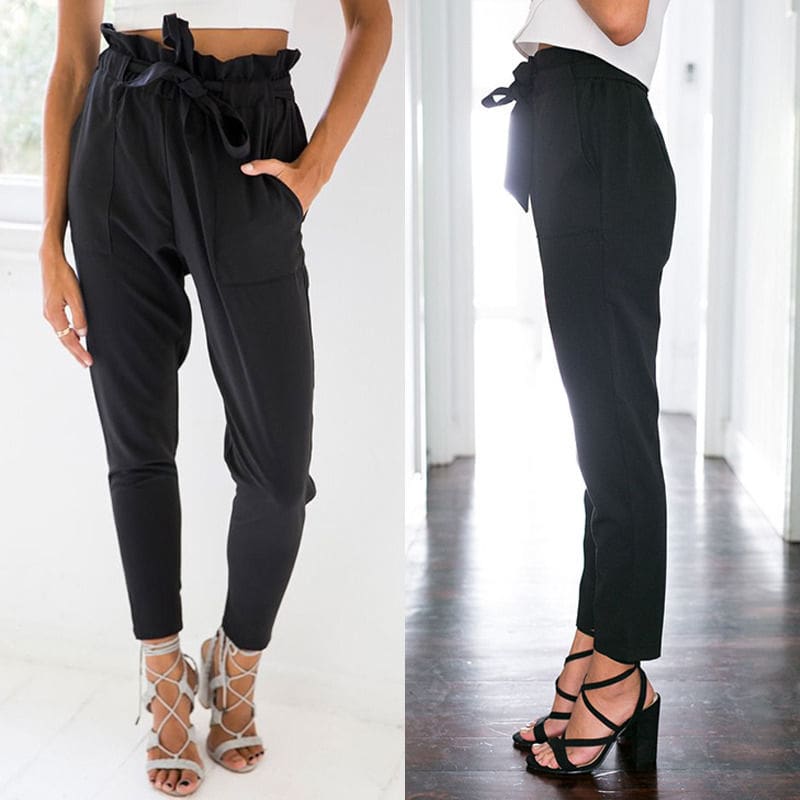 Women Casual Sweatpants Jogger Dance Harem Pants Sports Baggy Slacks Pleated High Waist Loose Long Trousers