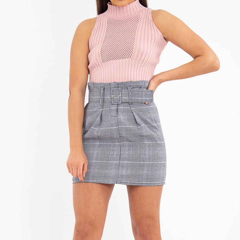 Women Summer Bodycon Plaid Short Mini Skirt High Waist Pencil Skirt