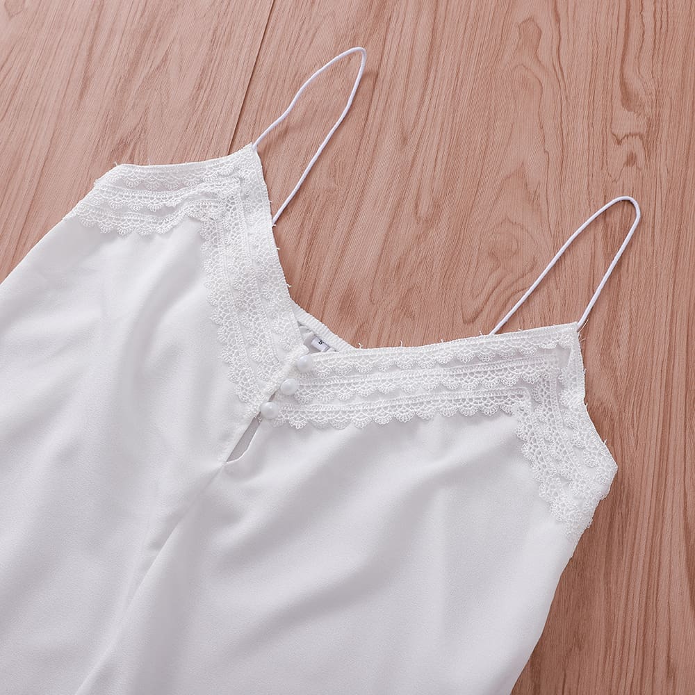 Women Lace Cami Soft Sleeveless Crop Top Ladies Backless Party Clubwear Casual Summer White Shirt Clothes