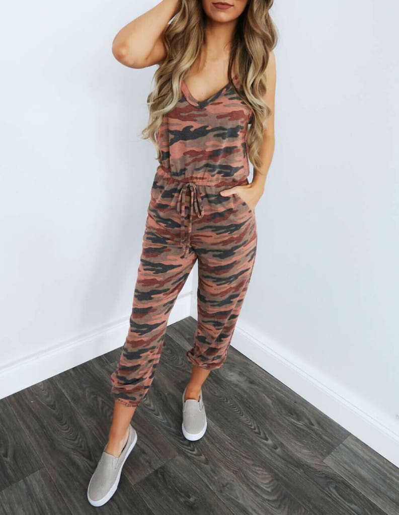 New Women Casual Summer Jumpsuit Bandage Sleeveless Slim Fit Bodycon Long Trouser Overalls Camo Solid Romper Jumpsuit