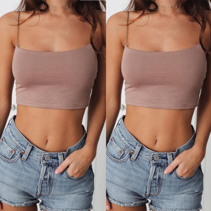 2019 New Fashion Women Sexy Crop Tops Solid Summer Camis Women Casual Tank Tops Vest Sleeveless Crop Tops blusas