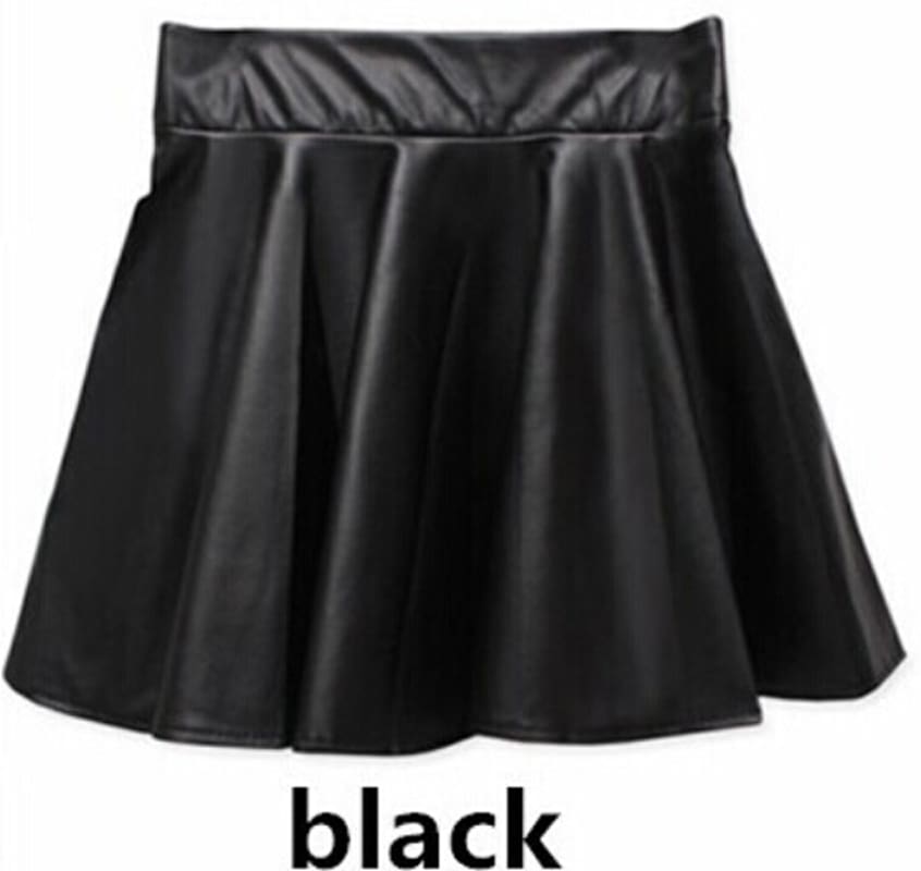 Women Slim PU Skirt High Waist Short Mini Skirt Pleated Party Faux Leather Skirts