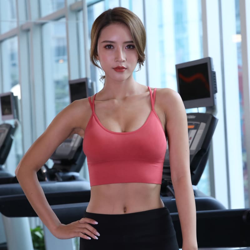 New Casual Women Sport Fitness Stretch Workout Short Tank Top Soft Seamless Racerback Padded Sports Bra