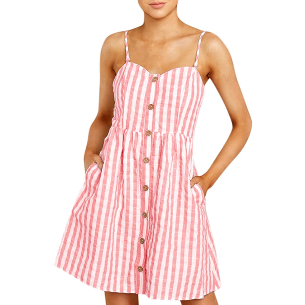 Women Strappy Off Shoulder Striped Bow Open Back Short Mini Dress