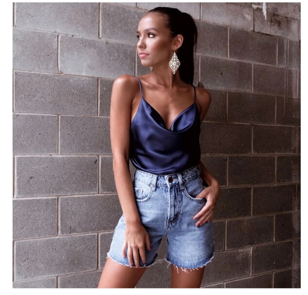 Women Sexy Satin Silk Strap Vest Casual Backless Tank Tops Ladies Summer Beach Sleeveless V-Neck Blouse Shirt