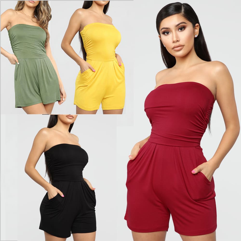 New Women Ladies Clubwear Summer Playsuit Bodycon Sexy Off Shoulder Tube Tops Party Jumpsuit Romper Trousers