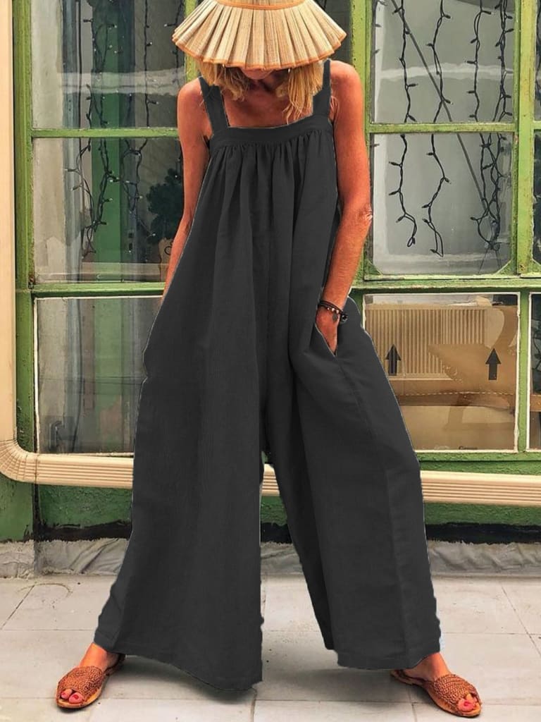 Women Loose Baggy Jumpsuit Dungarees Playsuit Romper Ladies Casual Wide Leg Trousers Summer Holiday Clothing