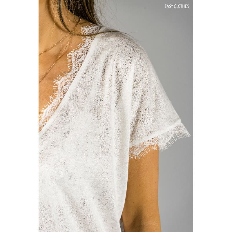 Women Lace Short Sleeve Blouse Shirt New Fashion Ladies Summer Loose Solid Casual Vest Tank Tops