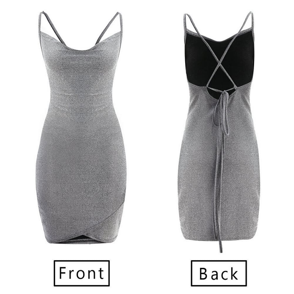 Women Bodycon Sleeveless Backless Slim Dress Ladies Summer Casual Strappy Party Evening Prom Club Mini Dress