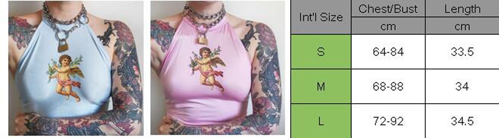 Women Angel Printing Halter Neck Tube Fashion Ladies Sleeveless Backless Blouse Shirt Vest Crop Tops