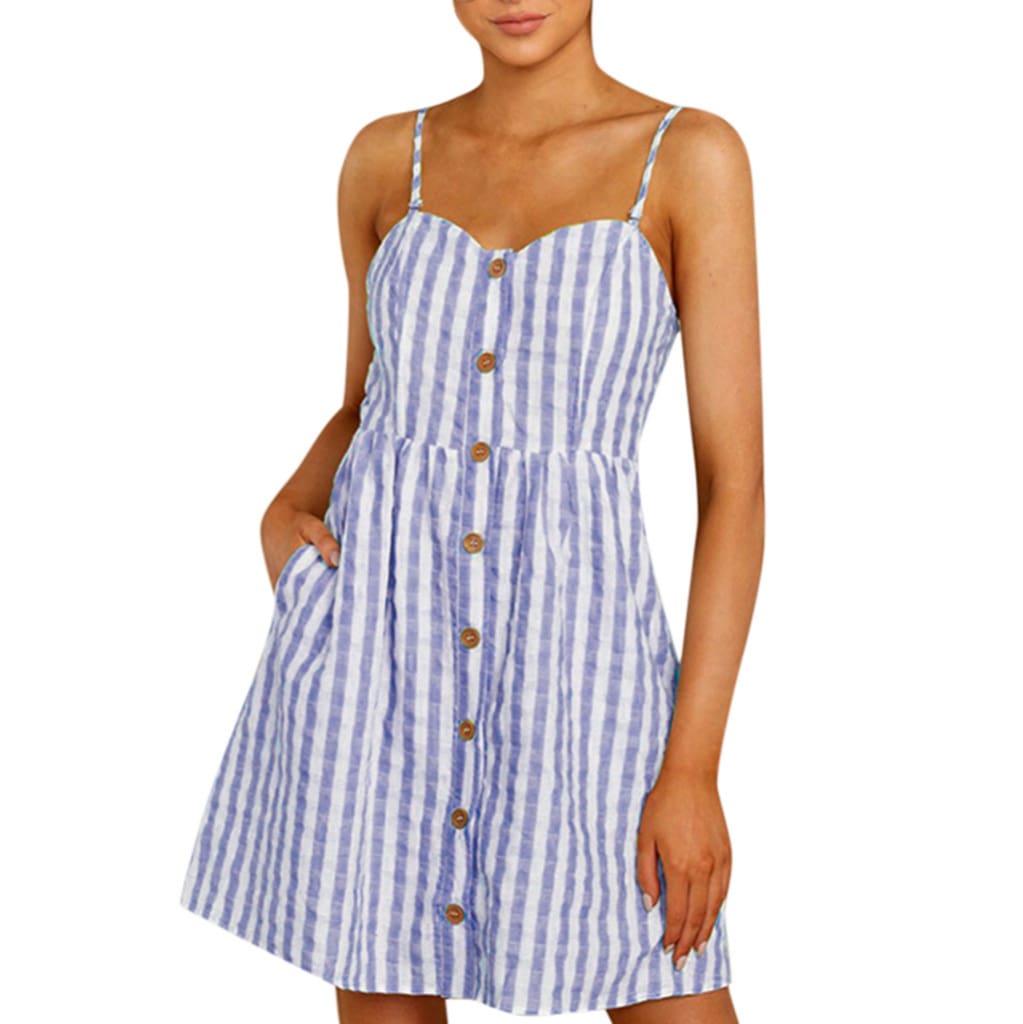 Women Strappy Off Shoulder Striped Bow Open Back Short Mini Dress