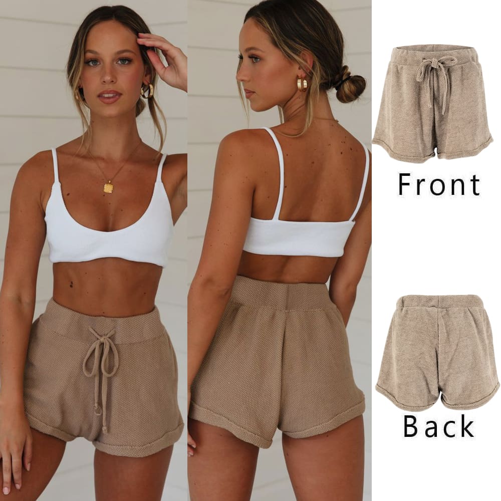 Women Hot Shorts Summer Solid Casual Loose Shorts Bow Beach High Waist Mini Stretch Slim Tight Short Trousers New