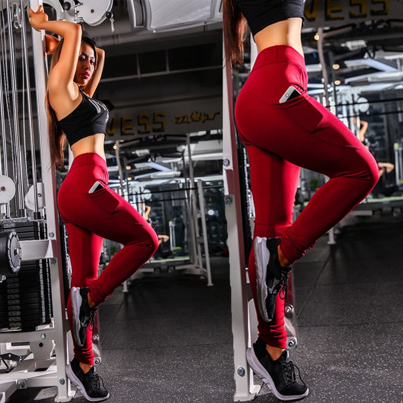 Women Sport Pants High Waist Fitness Leggings Running Gym Elastic Trousers Casual Solid Skinny Workout Athletic Pants